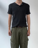 Pigment Ribbed Henley Neck Muscle Tee