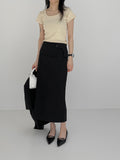 Ravi Ribbed Square Neck Short Sleeve T-Shirt