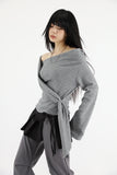 Clio wrap diagonal knit top