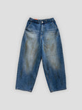 Oil wave denim pants
