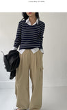 [Plan] Kissing Ribbed U-neck Knit T-shirt