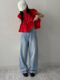 [unisex] Back pin tuck gradient wide denim