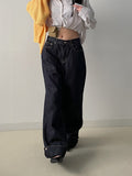 554 Roll-up selvage wide denim pants