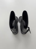 Leather buckle open toe flip-flop boots