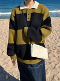 Bold stripe collar knit