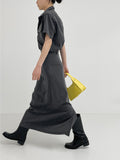 Belly Pin Tuck H-line Long Skirt