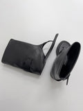 Leather buckle open toe flip-flop boots