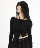 Crop shirring halter tee