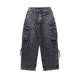 Bemiti wide black strap denim pants