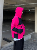 Fleece color matching hooded jumper