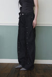 Line eyelet denim pants