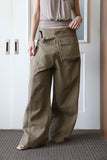 Work belted cotton pants