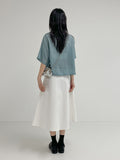 Pocket See-Through Crop Blouse