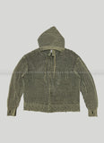 Damage Dying Mesh Hood Knit Zip Up