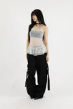 Low buckle banding denim pants