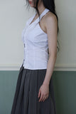 Frill Smoke Holter Neck Blouse