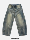 Ete diagonal curve denim pants