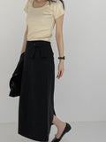 Ravi Ribbed Square Neck Short Sleeve T-Shirt