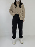 Cable wool two-way zip-up cardigan