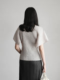 [Premium] Eileen Cut Pleated Short Sleeve T-shirt
