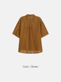 Flower embroidery punching short sleeve shirt