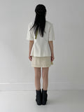 Lauder Linen No collar half jacket
