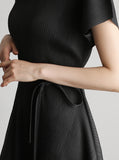 [Premium] Armoni Pleated Belt V-Neck One Piece