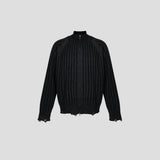 DL ribbed knit zip-up