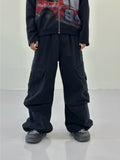 Peach Cotton Diagonal Cargo Balloon Pants