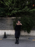 CHECK SHIRRING LAYERED SKIRT