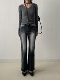 Brush Center Crease Bootcut Denim Pants