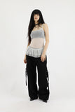 Pearl see-through shirring bustier
