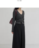 [Winter version] Pencil long pleated skirt