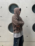 [Brushed] Crop Pigment Washed Hood Zip-Up