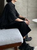 Two Pocket Small Line Boxy Half Shirt