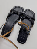 Ribbon strap flip-flop sandals