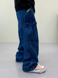 Venti semi-wide denim cargo pants