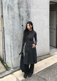 DOUBLE BUTTON SHIRRING CARDIGAN