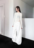 SOLID COTTON CURVED PANTS