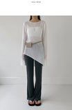 Crople Boat Neck Loose Fit Long Knit
