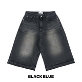 Brush cutting bermuda denim pants