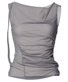 Draped Mesh Layered Sleeveless