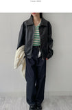 [unisex] Curl Vintage Leather Overfit Blouson