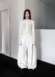 DOUBLE BUTTON SHIRRING CARDIGAN