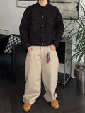 Cotton stitch wide work pants