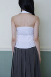 Frill Smoke Holter Neck Blouse