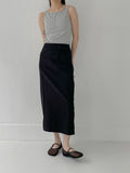 Lauder linen H-line long skirt