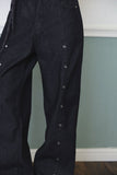 Line eyelet denim pants