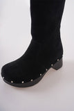 stud suede platform boots