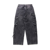 Bemiti wide black strap denim pants